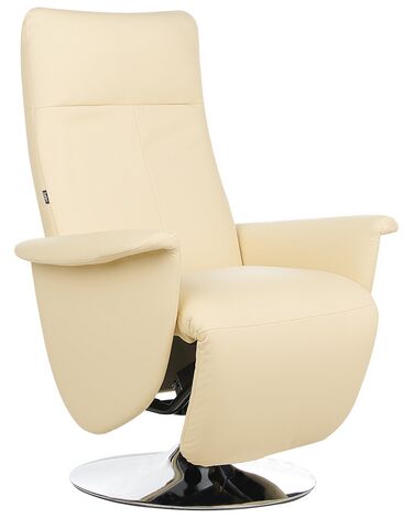 Faux Leather Recliner Chair Cream PRIME