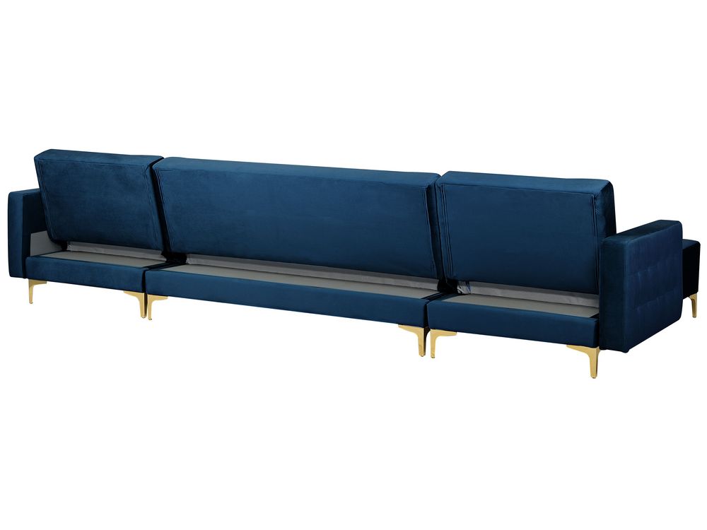 5 Seater UShaped Modular Velvet Sofa Navy Blue ABERDEEN Beliani.co.uk