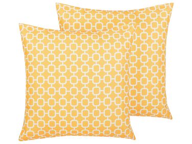 2 poduszki ogrodowe w geometryczny wzór 40 x 40 cm żółte ASTAKOS