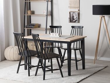 Wooden Dining Table 120 x 75 cm Light Wood and Black HOUSTON
