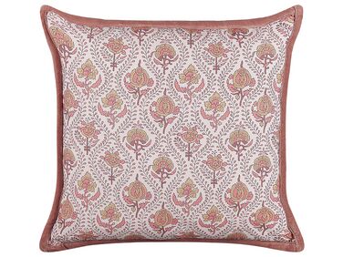 Coussin décoratif avec motif floral en coton 45 x 45 cm rouge et blanc PICEA