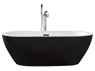 Badewanne freistehend schwarz oval 160 x 75 cm NEVIS