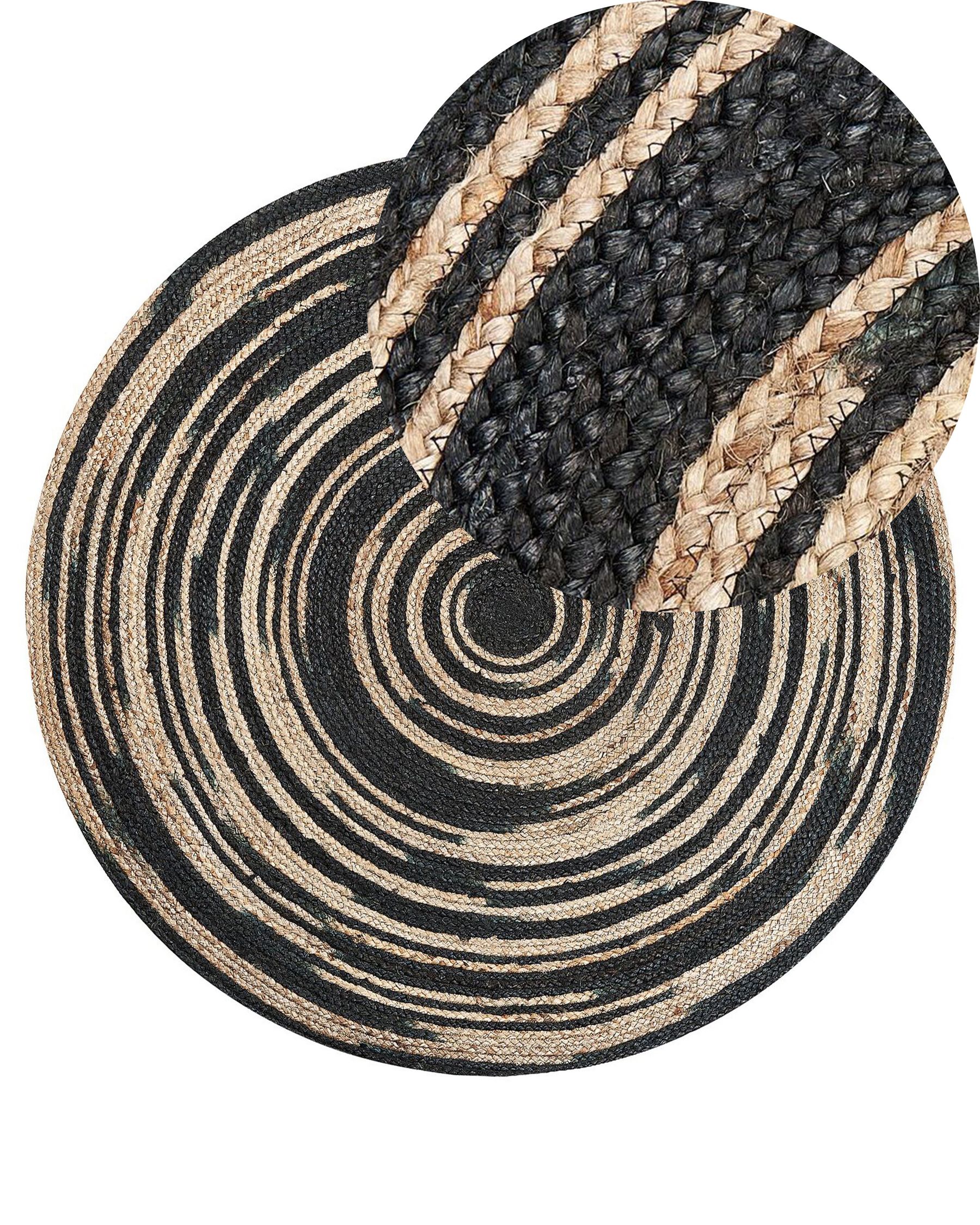 Round Area Rug ⌀ 140 cm Beige with Black ARTORA Beliani.co.uk