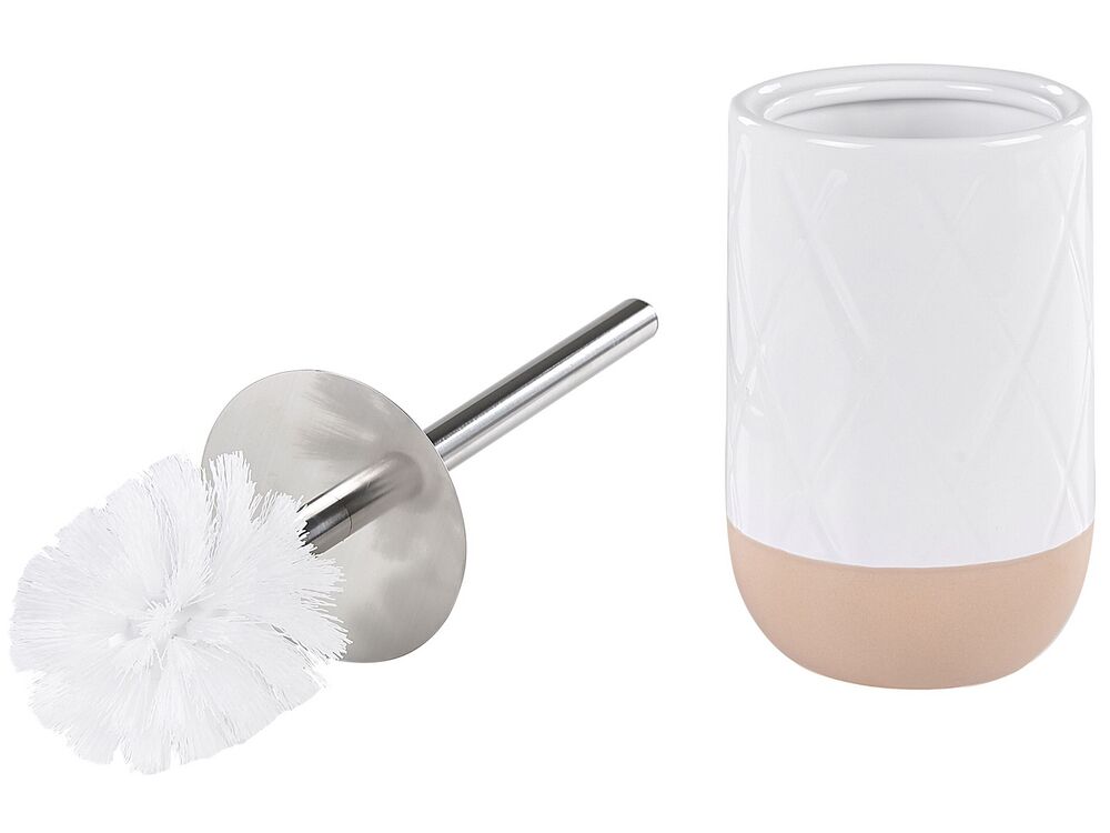 4Piece Bathroom Accessories Set White LEBU Beliani.co.uk