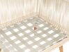 Conjunto de sala de estar esquinero 5 plazas de madera de acacia beige/madera clara/blanco crema ALCAMO_862452