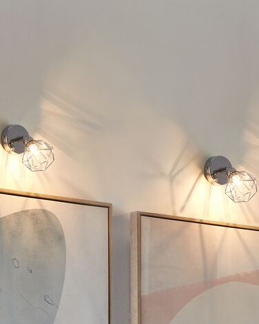 Set of 2 Metal Spotlight Lamps Silver ERMA