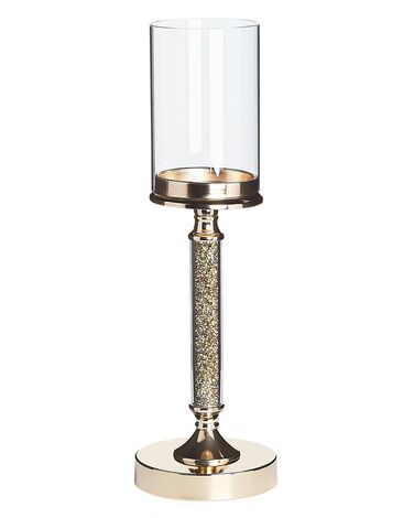 Glass Hurricane Candle Holder 41 cm Gold ABBEVILLE