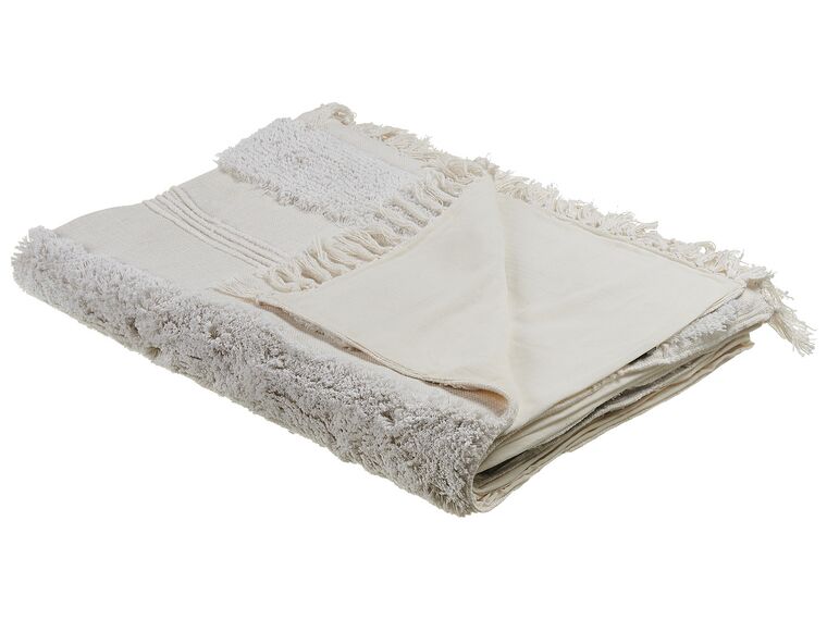 Manta de algodón blanco crema 130 x 180 cm RAEBARELI_829213