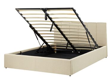 Čalúnená posteľ s úložným priestorom 140 x 200 cm béžová DREUX