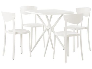 Trädgårdsset med bord och 4 stolar vit SERSALE / VIESTE