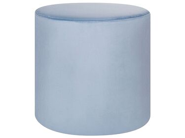 Pouf en velours bleu clair ⌀ 47 cm LOVETT