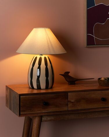 Ceramic Table Lamp Beige and Black LUCHETTI