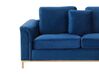 Sofa med skammel Venstrevendt Velour Mørkeblå OSLO_744159