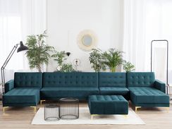 6-istuttava sinivihreä samettiverhoiltu U-kulmavuodesohva ABERDEEN 6-istuttava sinivihreä samettiverhoiltu U-kulmavuodesohva ABERDEEN