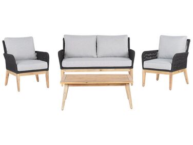 Lounge Set Akazienholz hellbraun / schwarz 4-Sitzer Auflagen grau MERANO II