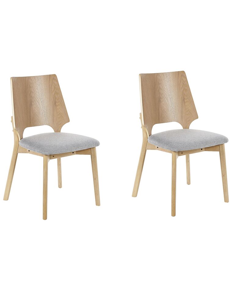 Set of 2 Dining Chairs Light Wood and Grey ABEE _837168