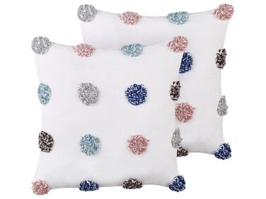 Set of 2 Cotton Cushions 45 x 45 cm White BRACKEN