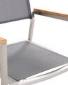 Conjunto de 6 sillas de jardín de poliéster/acero gris/plateado/madera clara GROSSETO_724708