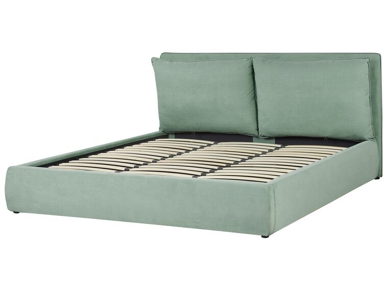 Velvet EU Super King Size Ottoman Bed Green BAJONNA Beliani.co.uk