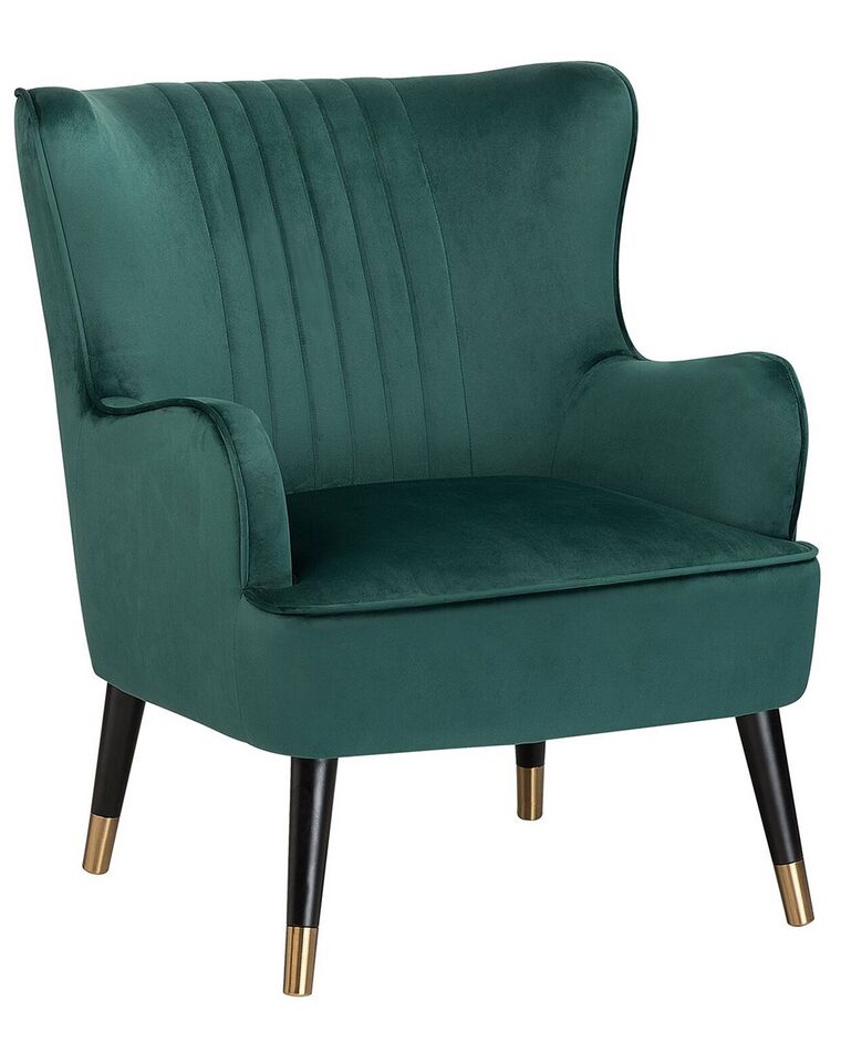 Velvet Wingback Chair Emerald Green VARBERG_747123