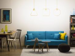 3-istuttava vuodesohva kangas sininen LUCAN