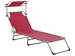 Viininpunainen teräksinen aurinkotuoli katoksella FOLIGNO Viininpunainen teräksinen aurinkotuoli katoksella FOLIGNO