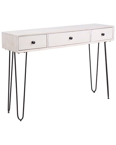 3 Drawer Mango Wood Console Table Off White MINTO