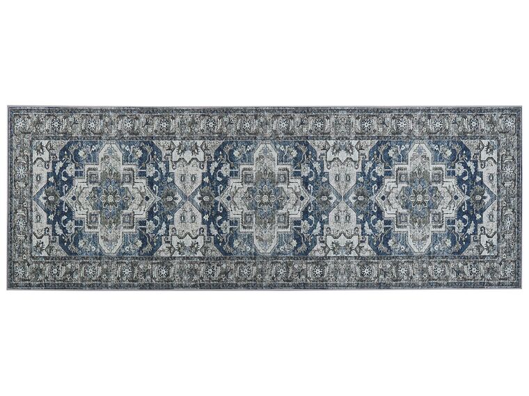 Teppich grau / blau 70 x 200 cm orientalisches Muster Kurzflor KOTTAR_831405