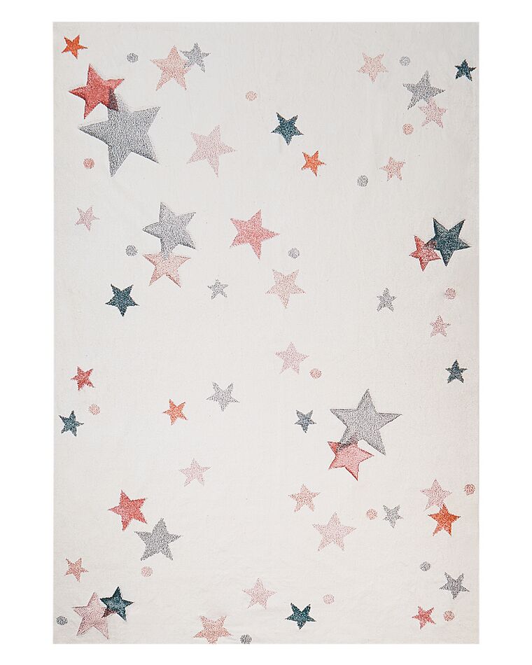 Tapis enfant avec motif étoiles en coton blanc 140 x 200 cm ALPOUD_906536
