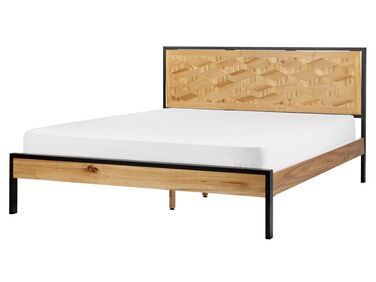Bett heller Holzfarbton / schwarz Lattenrost 160 x 200 cm ERVILLERS