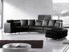 7-Sitzer Sofa Leder schwarz halbrund mit Ottomane ROTUNDE_103671