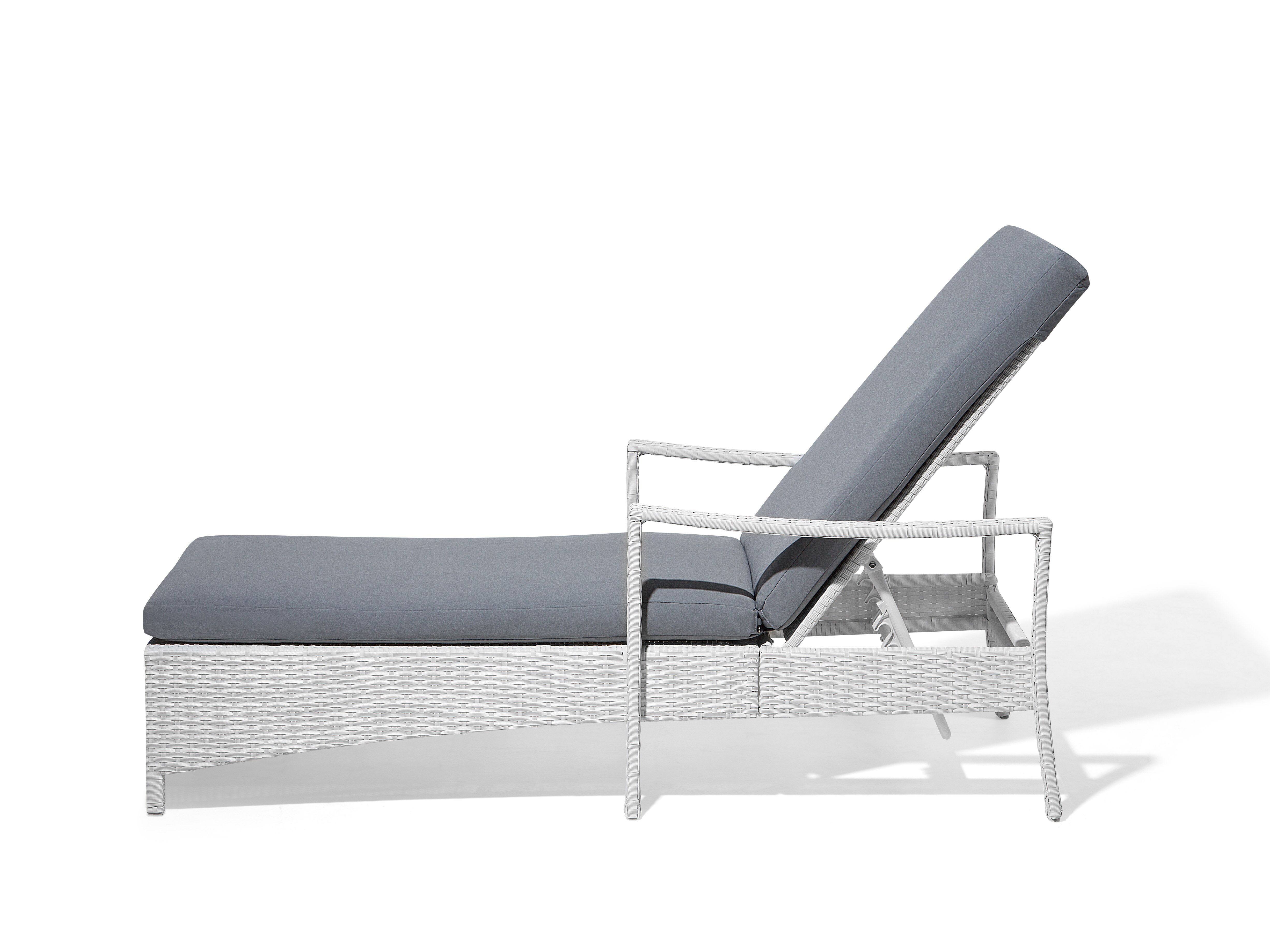 Gartenliege Rattan weiss Auflage grau VASTO | Beliani.pt
