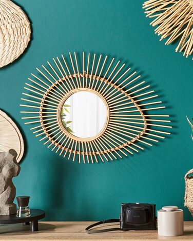 Bamboo Oval Wall Mirror 63 x 45 cm Natural BARIO