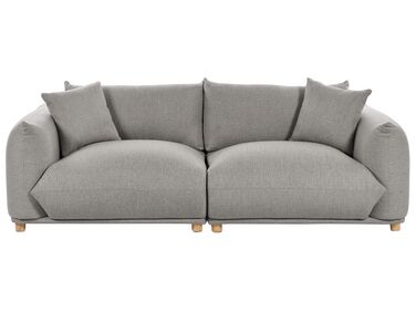 3-Sitzer Sofa hellgrau mit Kissen LUVOS