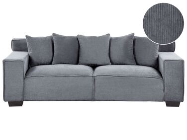 3-Sitzer Sofa Cord dunkelgrau mit Kissen VISKAN