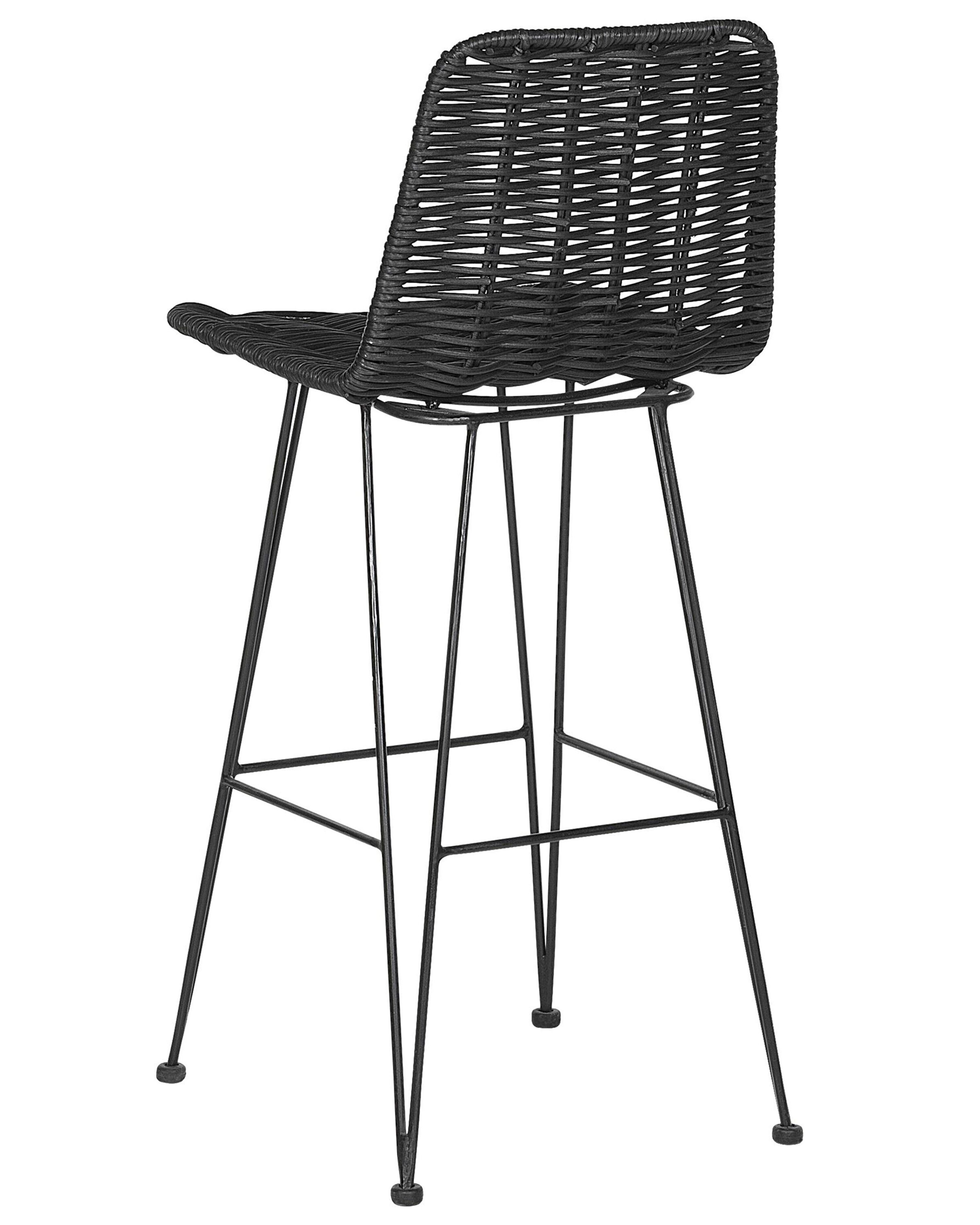 Set of 2 Rattan Bar Chairs Black CASSITA | Beliani.co.uk