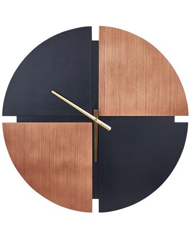 Reloj de pared en madera clara y negro ø 60 cm ARAMON