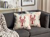 Almofada decorativa com motivo de lagosta em linho creme 45 x 45 cm KELP_893088