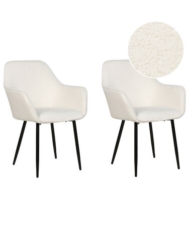 Sada 2 jídelních židlí s buklé čalouněním bílé ALDEN