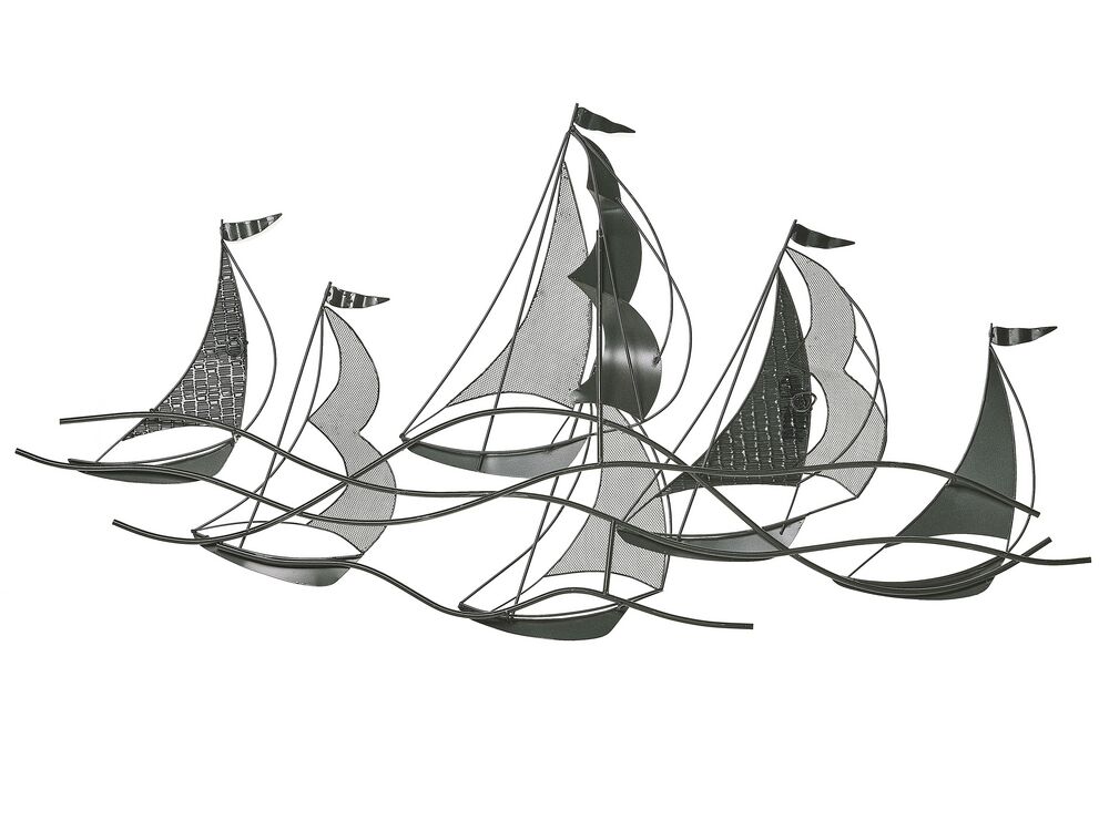 Wanddekoration Metall silber / weiss Schiffsmotiv AMERICIUM | Beliani.de