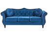 Divano in velluto blu, base metallo Divano in velluto blu, base metallo