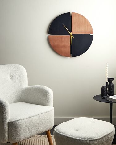Wall Clock ø 60 cm Light Wood and Black ARAMON