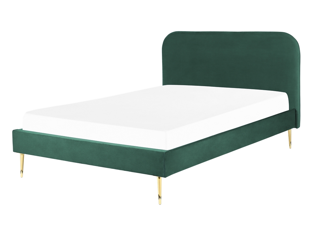 Velvet EU Double Size Bed Green FLAYAT Beliani