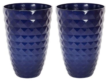 Set of 2 Plant Pots ⌀ 35 cm Navy Blue FERIZA