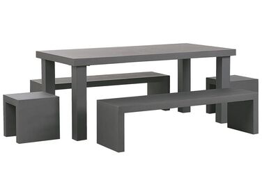 Trädgårdsmöbelset av bord 2 stolar och 2 bänkar u-form grå TARANTO