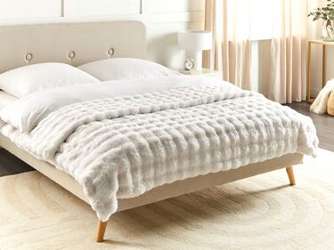Faux Fur Bedspread 200 x 220 cm White SALKA