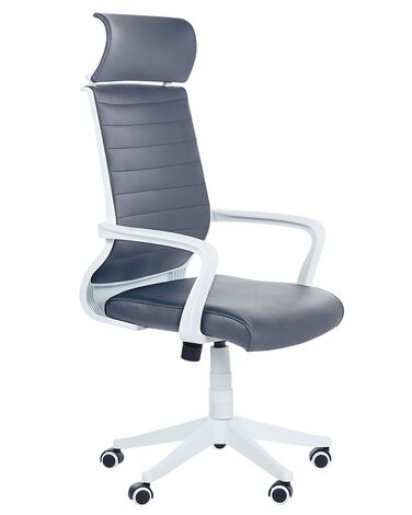 Faux Leather Swivel Office Chair Grey LEADER