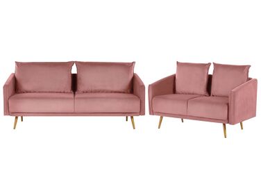 Set divani in velluto rosa 5 posti MAURA