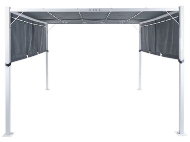 Pergola mit LED-Beleuchtung Stahl grau 310 x 310 cm PARGA