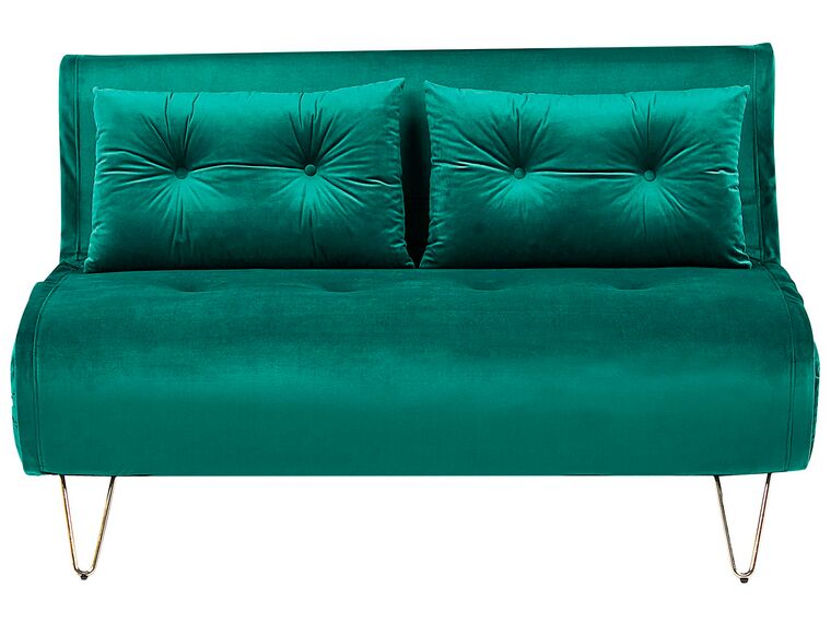 2 Seater Velvet Sofa Bed Dark Green VESTFOLD_808707